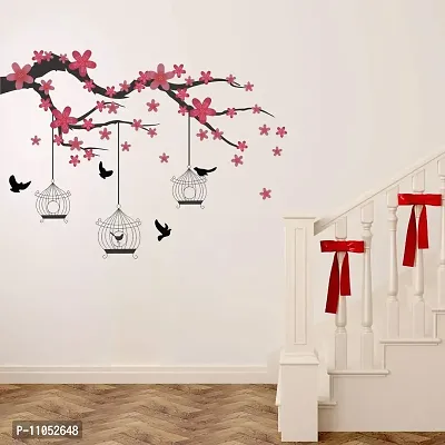 Decorvilla Bird Tree Wall Sticker & Decal (PVC Vinyl, Size- 58 cm X 45 cm), Dvhms1092L-thumb0