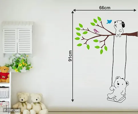 Decor Villa Tree with Teddy Bear Wall Sticker & Decal (PVC Vinyl, Size- 58 cm x 45 cm), DVHMS1224L-thumb3