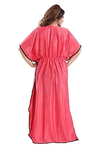 Nivediya Creations Womens Satin Printed Kaftan Nighties Night Dress (Free Size, Rose Red)-thumb1