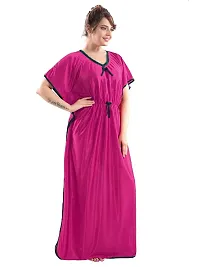 Nivediya Creations Womens Satin Printed Kaftan Nighties Night Dress (Free Size, Rani Pink)-thumb2