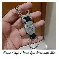 Drive Safe I Need You Here with Me Keychain Premium Black Leather stainless steal Keychain for Keys.-thumb4