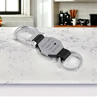 Drive Safe I Need You Here with Me Keychain Premium Black Leather stainless steal Keychain for Keys.-thumb2