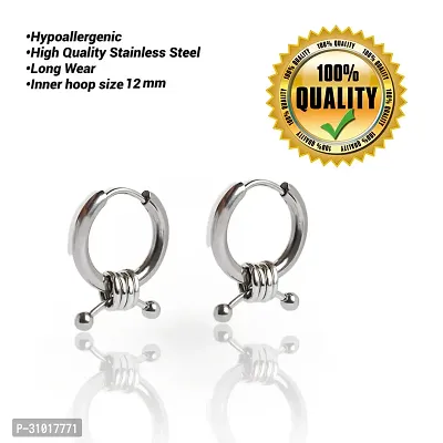 19th J Jewels-Stainless Steel Huggie Earring, Hoop Earring Stylish Bali for Boys .-thumb4