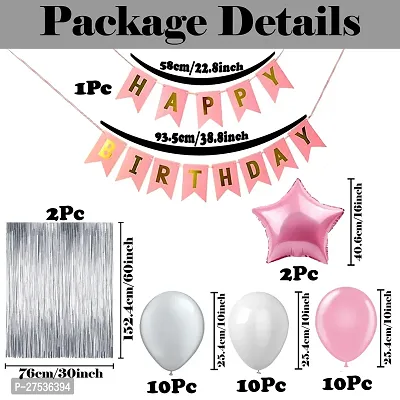 Happy Birthday Decoration Items | Birthday Party Decoration Kit for Boy | Birthday Decorations Combo Set with Silver Foil Curtain | Silver Blue White Theme Metallic Balloons for  Girls,   Kid (35Pcs)-thumb4