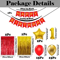 Happy Birthday Decoration Combo Kit | Balloons Foil star |Birthday Decorations Combo Set with Golden and Red Foil Curtain | Golden and Red Balloons Theme for Birthday Decoration, Kids (37Pcs)-thumb3