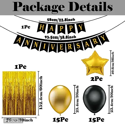 Happy Anniversary Decoration Items Kit | Wedding Anniversary Decoration Combo| Happy Marriage Anniversary Decoration Set | Anniversary Decoration for Couple, Husband, Wife and Adults (34Pcs)-thumb3