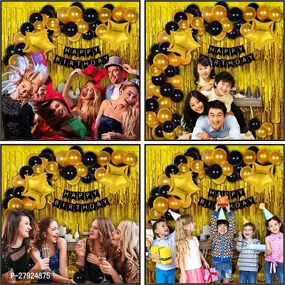 Happy Birthday Decoration Kit | Birthday Party Decorations for Children and Adults | Birthday Party Decoration Items with Golden  Black Theme Metallic Balloons for Boys, Girls  Kids (36Pcs)-thumb2