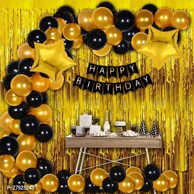 Happy Birthday Decoration Kit | Birthday Party Decorations for Children and Adults | Birthday Party Decoration Items with Golden  Black Theme Metallic Balloons for Boys, Girls, Kids (29Pcs)-thumb0