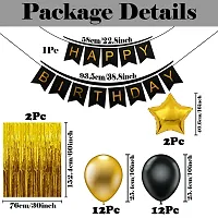 Happy Birthday Decoration Kit | Birthday Party Decorations for Children and Adults | Birthday Party Decoration Items with Golden  Black Theme Metallic Balloons for Boys, Girls, Kids (29Pcs)-thumb3