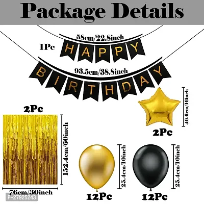 Happy Birthday Decoration Kit | Birthday Party Decorations for Children and Adults | Birthday Party Decoration Items with Golden  Black Theme Metallic Balloons for Boys, Girls, Kids (29Pcs)-thumb4