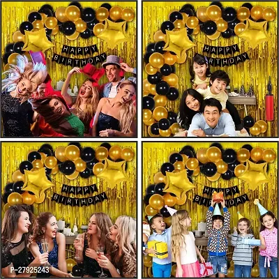 Happy Birthday Decoration Kit | Birthday Party Decorations for Children and Adults | Birthday Party Decoration Items with Golden  Black Theme Metallic Balloons for Boys, Girls, Kids (29Pcs)-thumb2