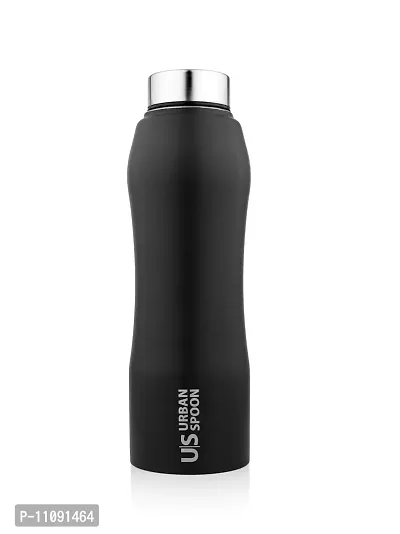 Urban Spoon Stainless Steel Water Bottle, Refrigerator Water Bottle, Bag Pack Bottle, Office Water Bottle - 1000 Ml 1 Pc - Belly - Matt Black-thumb0