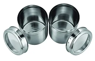 Vinayak International Stainless Steel Canister with See Through Lid, Container Jar 800 Ml Each Set of 2 Pcs Dia - 9cm-thumb1