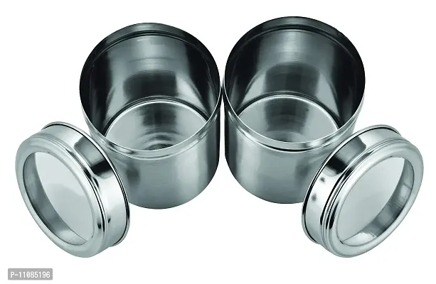 Vinayak International Stainless Steel Canister with See Through Lid, Container Jar 800 Ml Each Set of 2 Pcs Dia - 9cm-thumb2