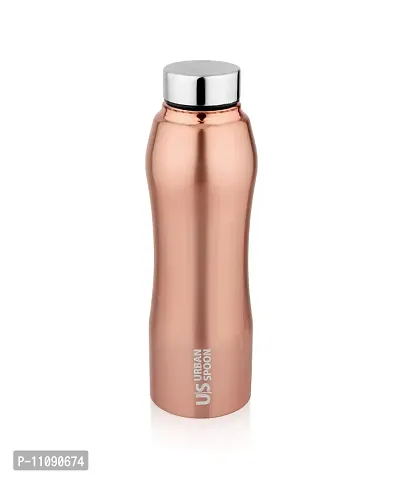 Urban Spoon 201 Grade 14/1Stainless Steel Refrigerator Water Bottle (1000 ml, Belly, Copper Finish)-thumb0