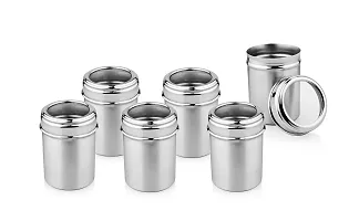 Urban Spoon Stainless Steel Canister, Container, Storage Jar, Spice Jar Top See Through Set of 6 Pcs - 300ml Each - 6.5 Cm-thumb4