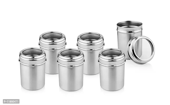 Urban Spoon Stainless Steel Canister, Container, Storage Jar, Spice Jar Top See Through Set of 6 Pcs - 300ml Each - 6.5 Cm-thumb5