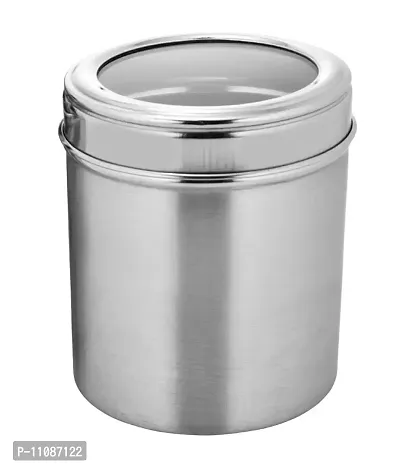 Vinayak International Stainless Steel Canister See Through | Container | Jar 1100 Ml. Dia. - 10 cm