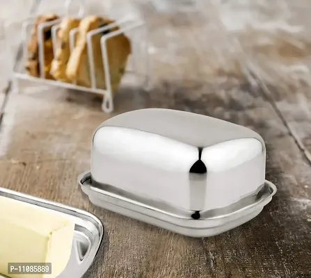 Vinayak Stainless Steel Butter Dish, Butter Pot, Butter Case 1 Set - 1 Top with 1 Tray Capacity - 500 Gram-thumb3