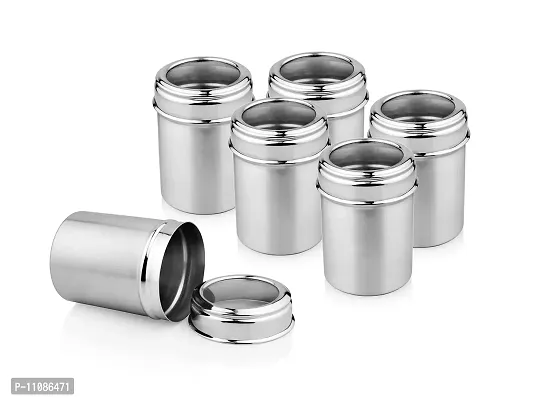 Urban Spoon Stainless Steel Canister, Container, Storage Jar, Spice Jar Top See Through Set of 6 Pcs - 300ml Each - 6.5 Cm