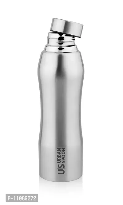 Urban Spoon Stainless Steel Water Bottle, Refrigerator Water Bottle, Bag Pack Bottle, Office Water Bottle - 1000 Ml 1 Pc - Belly - Silver Finish-thumb2