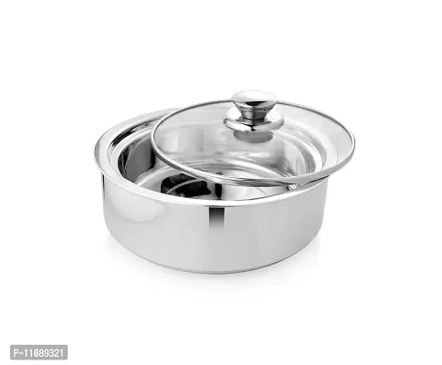 Urban Spoon Stainless Steel Chapatti Box, Chapatti Pot, hot Pot, Double Wall Insulated Roti Server, Serving Bowl with Glass Lid 1300 ml 21.5 cm-thumb2