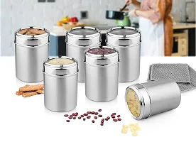 Urban Spoon Stainless Steel Canister, Container, Storage Jar, Spice Jar Top See Through Set of 6 Pcs - 300ml Each - 6.5 Cm-thumb3