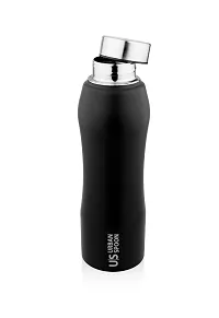 Urban Spoon Stainless Steel Water Bottle, Refrigerator Water Bottle, Bag Pack Bottle, Office Water Bottle - 1000 Ml 1 Pc - Belly - Matt Black-thumb1