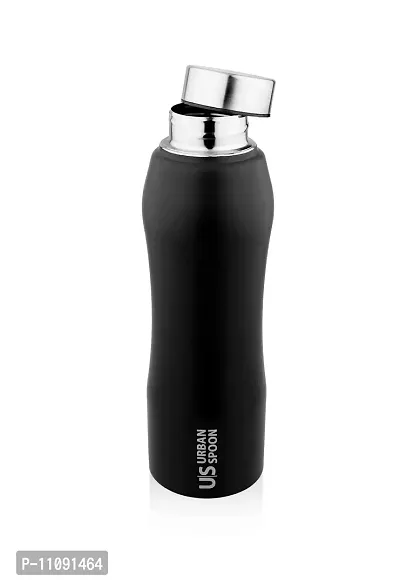 Urban Spoon Stainless Steel Water Bottle, Refrigerator Water Bottle, Bag Pack Bottle, Office Water Bottle - 1000 Ml 1 Pc - Belly - Matt Black-thumb2