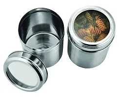 Vinayak International Stainless Steel Canister with See Through Lid, Container Jar 800 Ml Each Set of 2 Pcs Dia - 9cm-thumb2