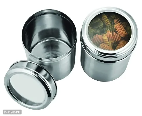 Vinayak International Stainless Steel Canister with See Through Lid, Container Jar 800 Ml Each Set of 2 Pcs Dia - 9cm-thumb3