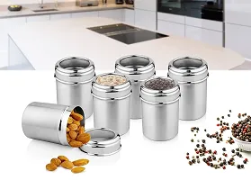 Urban Spoon Stainless Steel Canister, Container, Storage Jar, Spice Jar Top See Through Set of 6 Pcs - 300ml Each - 6.5 Cm-thumb2