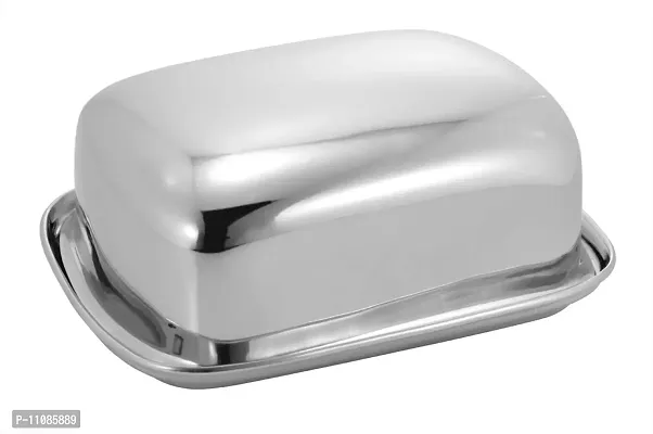 Vinayak Stainless Steel Butter Dish, Butter Pot, Butter Case 1 Set - 1 Top with 1 Tray Capacity - 500 Gram-thumb0