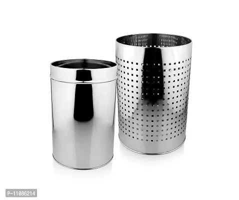 URBAN SPOON Stainless Steel Perforated Dustbin 1 Pc 16.50 Ltr Dia - 25.3 Height - 36 Cm