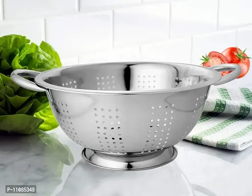 Vinayak Stainless Steel Colander, Strainer, Sieves 3000ml Dia- 24cm with Pudding and Handle-thumb5