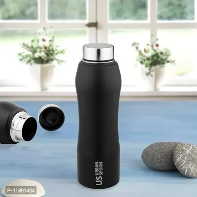 Urban Spoon Stainless Steel Water Bottle, Refrigerator Water Bottle, Bag Pack Bottle, Office Water Bottle - 1000 Ml 1 Pc - Belly - Matt Black-thumb5