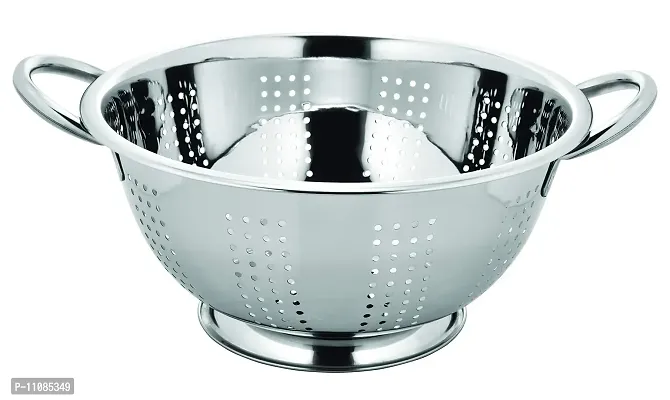 Vinayak Stainless Steel Colander, Strainer, Sieves 3000ml Dia- 24cm with Pudding and Handle-thumb0