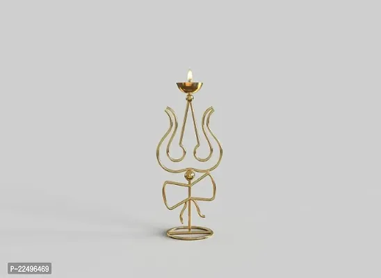 A.S. Design Golden TRISHUL Diya Oil Puja Lamp Decorative for Home Office Gifts/Articles Decor for Mandir