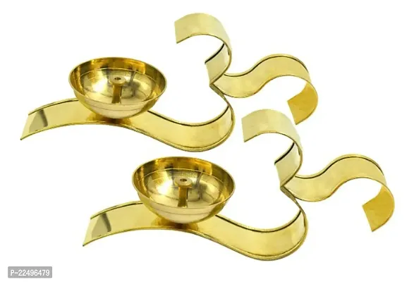 A.S. Design Golden Brass Swastik Oil Puja Lamp Decorative for Home Office Gifts/Articles Decor for Mandir Pack of 2