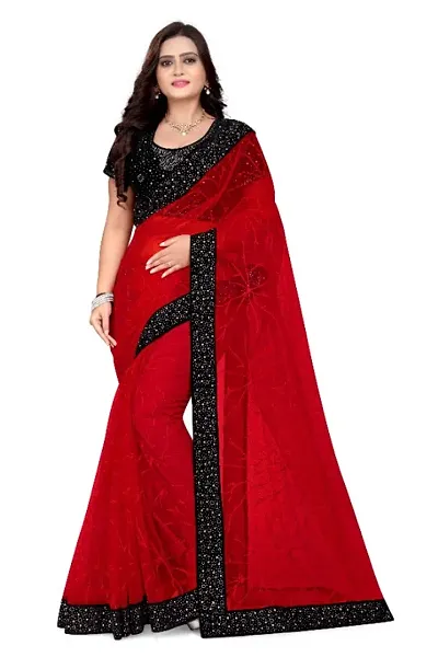 Classic Net Lace Work Saree with Blouse piece