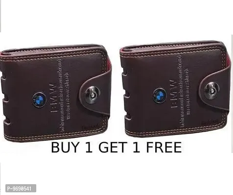 BMW Stylish Leather Wallet For Men Brown Pack of 02