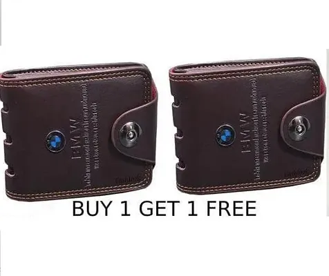 BMW Stylish Leather Wallet For Men Brown Pack of 02