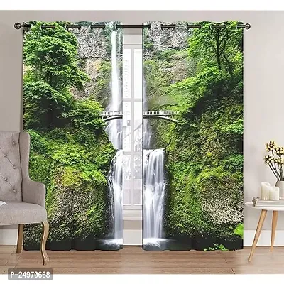 RFS 3D Waterfall Digital Printed Polyester Fabric Curtains for Bed Room Kids Room Living Room Color Green Window/Door/Long Door (D.N. 426) (1, 4 x 9 Feet (Size: 48 x 108 Inch) Long Door)