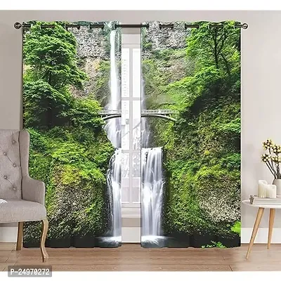 RFS 3D Waterfall Digital Printed Polyester Fabric Curtains for Bed Room Kids Room Living Room Color Green Window/Door/Long Door (D.N. 426) (1, 4 x 7 Feet (Size: 48 x 84 Inch) Door)