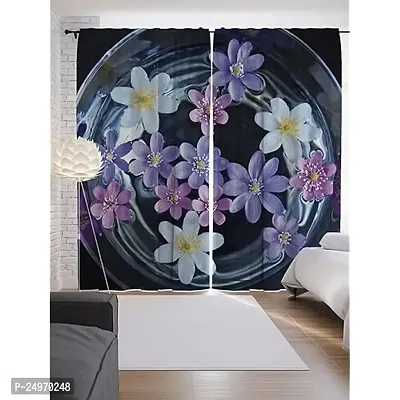 K30 3D Flowers Design Digital Printed Polyester Fabric Curtains for Bed Room Kids Room Living Room Color Black Window/Door/Long Door (D.N. 628)