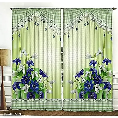 K30 3D Flowers Digital Printed Polyester Fabric Curtains for Bed Room Kids Room Living Room Color Green Window/Door/Long Door (D.N. 452) (1, 4 x 7 Feet (Size ; 48 x 84 Inch) Door)