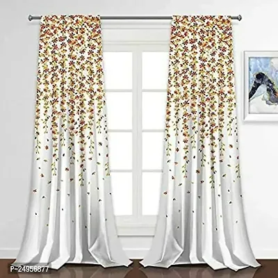 RFS 3D Flower Digital Printed Polyester Fabric Curtains for Bed Room Kids Room Living Room Color White Window/Door/Long Door (D.N.120) (1, 4 x 9 Feet (Size ; 48 x 108 Inch) Long Door)