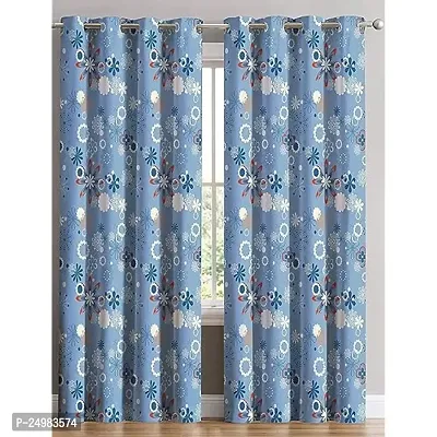 GOLDY 3D Flowers Digital Printed Polyester Fabric Curtains for Bed Room Kids Room Living Room Color Blue Window/Door/Long Door (D.N.1273)