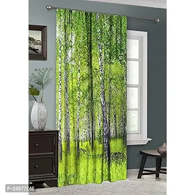 K30 3D Tree Digital Printed Polyester Fabric Curtains for Bed Room Kids Room Living Room Color Green Window/Door/Long Door (D.N.607) (1, 4 x 5 Feet (Size ; 48 x 60 Inch) Window)-thumb0