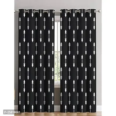 GOLDY 3D Arrow Digital Printed Polyester Fabric Curtains for Bed Room Kids Room Living Room Color Black Window/Door/Long Door (D.N.1279) (4 x 5 Feet (Size ; 48 x 60 Inch) Window, 1)